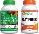 Botanic Choice Mega Fruits and Veggies Blend (60 κάψουλες) + Fiber βρώμης (90 δισκία) Bundle - Energy Balance & Superfood Supplement + Digestive Health Support