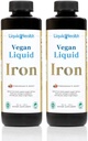 LIQUIDHEALTH Vegan Liquid Iron Supplement with SunActive & Ferrochel Fe - Φυσική ενέργεια, ανοσοποιητικό σύστημα & μεταβολική υποστήριξη, αύξηση της νοητικής καθαρότητας, προγεννητική / μεταγεννητική - USA Made, Non-GMO (2 Pack)
