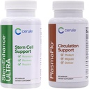 Cerule Stemenhance + Plasmaflo Ultra Stem Cell Support συμπλήρωμα με εκχυλίσματα από μικροφύκη γλυκού νερού και θαλάσσια μακροφύκη για να βοηθήσει στην αύξηση της κυκλοφορίας ενηλίκων βλαστικών κυττάρων και την προώθηση της θεραπείας