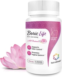 NutraBlast Boric Acid Vaginal Suppositories - 100% Καθαρό Κατασκευασμένο στις ΗΠΑ - Boric Life Intimate Health Support (14 κόμης)