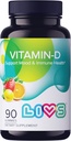 LIVS Vitamin D3 Gummies 2000 IU για γυναίκες & άνδρες – Vegan Vitamin D3 συμπλήρωμα για οστά, δόντια & ανοσοποιητική υποστήριξη – Μασώμενη βιταμίνη D Gummies με φυσικό λεμόνι μούρο & org Γεύση – 90 Ct