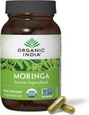 Organic india Moringa Κάψουλες Βιολογικές - συμπλήρωμα Moringa - Πράσινο Superfood, Moringa Leaf Κάψουλες, Καθαρό Supergreen, Vegan Greens, Πολυβιταμίνη της φύσης, Vegan, Χωρίς Γλουτένη - 90 Κάψουλες