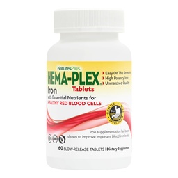 NaturesPlus Hema- Plex Iron - 60 δισκία - 85 mg Elemental Iron + Βιταμίνη C & Bioflavonoids για υγιή ερυθρά αιμοσφαίρια - Vegan, Χωρίς γλουτένη - 30 Σερβιέτες