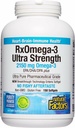 Φυσικοί παράγοντες RxOmega-3 Ultra Strength - Συμπλήρωμα διατροφής για την υποστήριξη του εγκεφάλου και της καρδιάς - Συμπλήρωμα για την υγεία των ματιών με EPA & DHA - Συμπλήρωμα με Ωμέγα-3 λιπαρά οξέα - 150 Softgels (75 εξυπηρετούν)