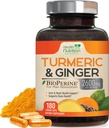 Turmeric Curcumin Supplement 2600mg - with Organic Ginger & Turmeric, 95% Curcuminoids, BioPerine Black Pepper for Best Absorption, Nature's Vegan Joint Support, Non-GMO, Bottled in USA - 180 Capsules