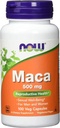 NOW Συμπληρώματα διατροφής, Maca (Lepidium meyenii) 500 mg, για άνδρες και γυναίκες, αναπαραγωγική υγεία *, 100 κάψουλες Veg
