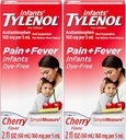 Tylenol Βρέφη πόσιμο εναιώρημα, Dye-free, Cherry, 2 Fl. Oz (πακέτο του 2)