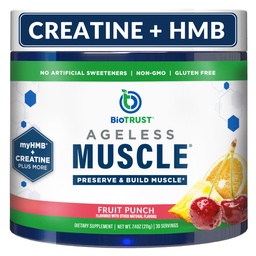 BioTrust Ageless Muscle Builder - Creatine HMB σκόνη με βιταμίνη D3 & Betaine - Κατασκευάστηκε & συντηρεί φυσικά μείωση της μυϊκής μάζας & δύναμης - Punch φρούτων, 30 εξυπηρετούν
