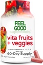 FeelGood Superfoods Vita Fruits and Veggies Κάψουλες - 25 Superfood Συστατικά, Φρούτα και Φυτικά Πολυβιταμίνη, 60 Count - Για άνδρες και γυναίκες - Βιταμίνες A, C, D, E, B και Ψευδάργυρος