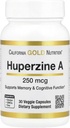 Huperzine A by California Gold Nutrition - Support for Memory & Cognitive Function - Promotes Healthy Acetylcholine Levels - Vegan Friendly - Gluten Free, Non-GMO - 250 mcg - 30 Veggie Capsules