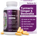 Relieve-fxTM DLPA Boswellia Turmeric and Ginger Supplement, Stress Relief, Heart, Digestion, Myster Cramp, Joint, Φλεγμονή Υγεία, Βιταμίνη B6 P5P, Boswellic Acid, Κουρκουμίνη με Μαύρο Πιπέρι - 90ct