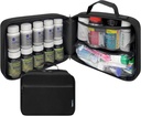 Large Pill Bottle Organizer, Medicine Bag, Carrier for Medications, Vitamins, and Medical Supplies - Travel Medicine Organizer and Storage Med Bag with Elastic Bands - Black (Without Lock)