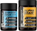 ONNIT Premium Alpha Brain Bundle - Nootropic Brain Supplement (90 Count) για Εστίαση, Συγκέντρωση & Μνήμη + Shroom Tech Sport για Άσκηση, Ενέργεια & Καρδιαγγειακή Απόδοση (28 Count)