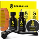 The Beard Club Enhanced Beard Growth Kit - Derma Roller, Beard Growth Oil (2PK), Sandalwood Beard Balm, Comb - Gift Set