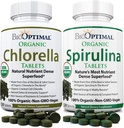BioOptimal Chlorella Spirulina - Bundle - Βιολογικά δισκία χορελών & Βιολογικά δισκία σπιρουλίνας, 120 Count Each, Premium Quality 4 Organic Certifications