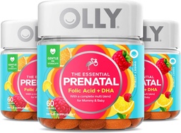 Olly προγεννητική πολυβιταμίνη Gummy, Φολικό οξύ, βιταμίνη D, Omega DHA, Chewable συμπλήρωμα, 60 Gummies Εσπεριδοειδή 3 Count