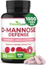 ForestLeaf D Mannose 1000mg Capsules - D-Mannose with Cranberry, Hibiscus & VIT C, Urinary Tract Health for Women and Men, Organic DMannose Pills for UTI, Urinary Health & Bladder Support 60 Capsules