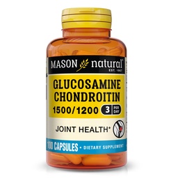 MASON NATURAL Glucosamine Chondroitin 1500/1200 με βιταμίνη C, υποστηρίζει την κοινή υγεία για τη φυσιολογική ευελιξία & κινητικότητα*, 100 κάψουλες, 1 μήνα προσφοράς