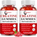 (2 Pack) Creatine Monohydrate Gummies Sugar Free μασώμενη κρεατίνη για την οικοδόμηση μυών, Boost Focus, Strength, Endurance, 5g Creatine Monohydrate Gummy για άνδρες και γυναίκες, 4X ισχυρότερη από κάψουλες σκόνης