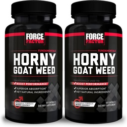 Force Factor Horny κατσικίσιο ζιζάνιο για άνδρες, φυσικό αρσενικό Drive και συμπλήρωμα ζωτικότητας με φυσικά συστατικά για την ανώτερη απορρόφηση, θεμελιώδη σειρά, 750mg, 60 Count (πακέτο του 2)