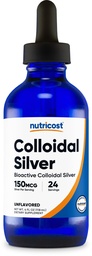 Nutricost Colloyal Silver 4oz - μπλε γυάλινα μπουκάλια κοβάλτιο, βιο-ενεργό κολλοειδές ασήμι