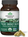ORGANIC INDIA Tulsi Holy Basil Κάψουλες - εκχύλισμα Αγίου Βασιλείου - συμπλήρωμα φύλλων Αγίου Βασιλείου, συμπλήρωμα βοτάνων, υποστήριξη ανοσοποιητικού, ανακούφιση από το στρες, Vegan, χωρίς γλουτένη, Kosher, οργανικά, μη ΓΤΟ - 90 κάψουλες