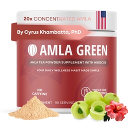 Amla Powder & Green Tea Superfood Supplement with Hibiscus, 20x Ultra συμπυκνωμένο Amla, Αντιοξειδωτική Υποστήριξη, Made with Oolong Tea and Indian Gooseberries, Organic, Vegan, Hibiscus, 90 Services