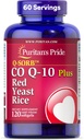 Puritan's Pride Q-Sorb™ Coenzyme CoQ10 Dietary Supplement for Heart Health, Oral Gum Health, and Healthy Aging Support, Plus Red Yeast Rice for Improved Digestion, 120 Rapid Release Softgels