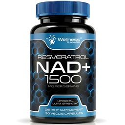 WELNESS LABSRX NAD συμπλήρωμα, 1500mg - USA Made Liposomal NAD+ Συμπλήρωμα με ρεσβερατρόλη, NAD Plus Boosting - Υποστήριξη Κυτταρική Υγεία, Σταματίνα & Υγιής γήρανση - Κάψουλες Ultra Strength