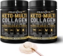 Keto Multi Collagen Peptides 16.2 oz, Συσκευασία των 2 - Πρωτεΐνες Βρώμης των οστών σκόνη, 5 τύποι Υδρολυμένο κολλαγόνο, MCT Oil, Άγευστη πρωτεΐνη σκόνη για την κοινή, δέρμα, μαλλιά & κόκκαλα υγεία