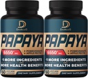 10in1 Pure Papaya Enzymes for Digestion 6550mg 4 Μήνες Υποστηρίξτε την Πέψη, το Ανοσοποιητικό & την Υγεία του Σώματος - Αναμειγνύεται με εκχύλισμα Ρόδι, Πεκτίνη μήλου, Τζίντζερ, Κουρκουμάς, Μέντα - 2 συσκευασίες 60 Counts