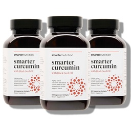 Smarter Nutrition Curcumin Softgels - Vegan Υψηλή απορρόφηση 400 mg συμπλήρωμα κουρκουμίνης Τυποποιημένο σε 95% Τετραϋδροκουρκουμινοειδή + Μαύρο Έλαιο Σπόρου & Τζίντζερ για Κοινή & Ανοσοποιητική Υγεία - 180 Ct