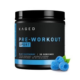Kaged Sport Pre Workout Powder for Men & Women, Blue Razz, Sport Certified, 188mg Caffeine, Nitric Oxide Supplement, Beta Alanine for Energy, Weightlifting, Cardio Αντοχή & Δύναμη, 20 Υπηρεσίες