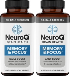 NeuroQ Memory & Focus - Ενισχύει τη Γνωστική Απόδοση & λειτουργία του εγκεφάλου - Νευροπροστατευτική Φόρμουλα από τον Δρ Dale Bredesen - Gotu Kola Ginkgo Phosphatidylserine & Propolis - 60 κάψουλες (πακέτο του 2)