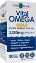 Vital Planet - Vital Omega Ultra Poent Wild Capted Omega 3 Fish Oil συμπλήρωμα με 2350mg υψηλής ισχύος Omega 3 συμπληρώματα λιπαρών οξέων EPA και DHA για την υποστήριξη του εγκεφάλου και της καρδιάς 30 Softgels