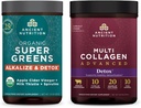 Ancient Nutrition Multi Collagen Advanced Powder Cleanse & Detox, Unflavored, 36 Υπηρεσίες + Βιολογικά SuperGreens Detox & Alkalize Powder, 25 Υπηρεσίες