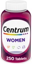Centrum Multivitamin for Women, Multivitamin/Multimineral Supplement with Iron, Vitamin D3, B Vitamins and Antioxidant Vitamins C and E, Gluten Free, Non-GMO Ingredients - 250 Count