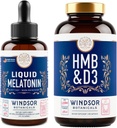 WINDSOR BOTANICALS HMB με συμπλήρωμα βιταμίνης D3 και υγρή μελατονίνη 3mg - προπόνηση και το πακέτο αποκατάστασης