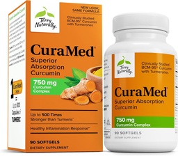 Terry Φυσικά CuraMed 750mg - Αντιοξειδωτικό συμπλήρωμα για την υποστήριξη του εγκεφάλου και της καρδιάς υγεία - Συμπλήρωμα διατροφής με υψηλής ισχύος Curcumin Complex - Νεφροί, ήπαρ και ανοσοποιητική υποστήριξη - 90 Softgels