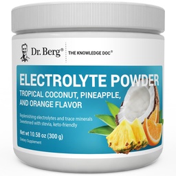 Dr. Berg Zero Sugar Hydration Keto Electrolyte Powder - Ενισχυμένη w/ 1000 mg Κάλιο & Αλάτι Real Ιμαλαΐων (NOT Tropical Coconut, Pineapple & Orange Drink Supplement 50 Servings
