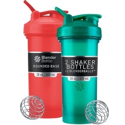 BlenderBottle Classic V2 Shaker μπουκάλι Ιδανικό για πρωτεϊνικές ανακινήσεις και προ προπόνηση, 28-Ounce (2 Pack), κόκκινο, πράσινο