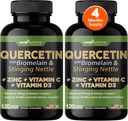 Gade Nutrition Quercetin με βιταμίνη C και ψευδάργυρο - Nettle Quercetin - Quercetin 500mg - Quercetin με Bromelain - ψευδάργυρος Quercetin + βιταμίνη D3-240 Veggie Caps - Μη-GMO - 4 Μήνες προσφοράς