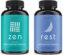 WellPath Zen Mood Υποστήριξη + Rest Valerian Root Sleep Aid Συμπληρώματα 2 Pack - Ultimate Συνδυασμός για την ήρεμη διάθεση, την ενέργεια και τη φυσική υποστήριξη ύπνου - L-Θεανίνη & άλλα φυσικά συστατικά - 60 Cts κάθε μία
