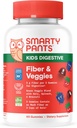 SmartyPants Kids Fiber & Veggies: Prebiotic Fiber Gummies for Kids, Fiber Supplement with Inulin, Organic Green Veggie Blend, Vegan, Gluten Free, Mixed Berry Flavor, 60 Count (30 Day Supply)