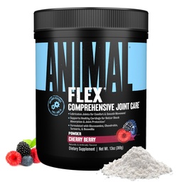 Animal Flex Powder - Κοινό συμπλήρωμα υποστήριξης για την ανακούφιση του πόνου, την επισκευή και την αποκατάσταση των μυών με κουρκουμά, γλυκοζαμίνη, χονδροϊτίνη, MSM, κολλαγόνο και Boswellia, Μεγάλη γεύση κεράσι, 30 Scoops