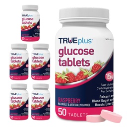 TRUEplus® Glucose Tables, Βατόμουρο Γεύση - 50 Count (Pack of 6)