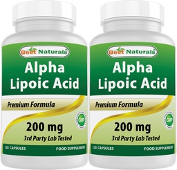 Best Naturals Alpha Lipoic Acid 200 Mg 120 Κάψουλες (120 Count (Pack of 2))