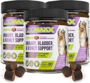 Σκύλος θεραπεία ουροποιητικής λοίμωξης, Bladder & Kidney Υποστήριξη για τα σκυλιά, Ισχυρή φροντίδα κατοικίδιων ζώων, Φυσικό μαλακό μάσημα με βατόμουρο & γλυκοζαμίνη, Made in The USA, κοτόπουλο άρωμα, 90 Count, 3 Pack