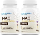 Puregen Labs N-Acetyl-L-Cysteine (NAC) 600mg, Υποστηρίζει το ανοσοποιητικό, αναπνευστικό, ηπατική υγεία, NAC 600 mg, ισχυρή αντιοξειδωτική υποστήριξη, Free-radicals, Easy to Absorb - Σύνολο κάψουλες 120 Veggie