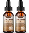 2 Pack Lions Mane συμπλήρωμα υγρό εκχύλισμα μανιταριών σταγόνες για μνήμη, εστίαση & σαφήνεια - Booster εγκεφάλου - Lions Mane Βάμμα για φυσική ανοσοποιητική υποστήριξη, Vegan, οργανικά, 2 fl Oz